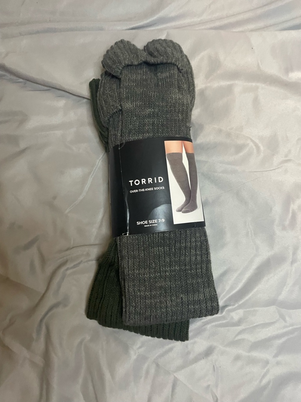 torrid Ribbed Over-the-Knee Socks in Dark Gray and green